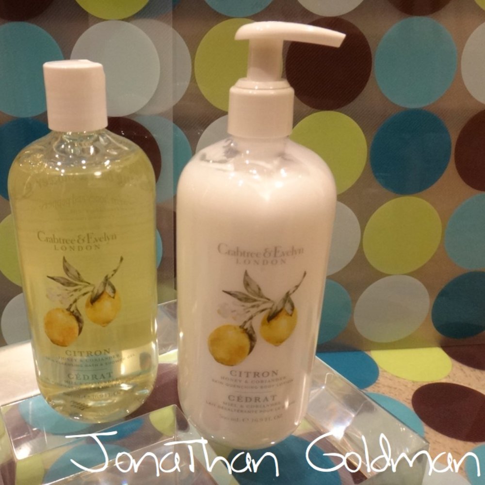 PAIR of Crabtree & Evelyn London Citron Honey & Coriander Bath Gel & Body Lotion